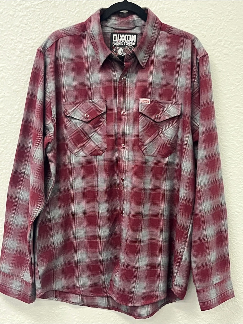 DIXXON “Pinot”Burgundy and Gray Plaid Button-Down Shirt #1090